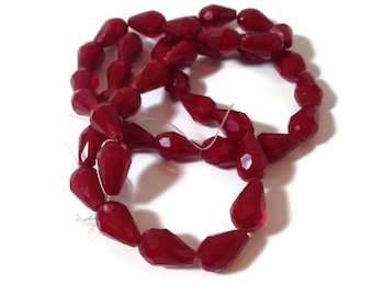 Cranberry Faceted Teardrop Briolettes 10x15mm 10 pcs