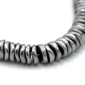 Silver Hematite Round Disc Shaped Spacer Beads Wavy Design 2x6mm 10pcs