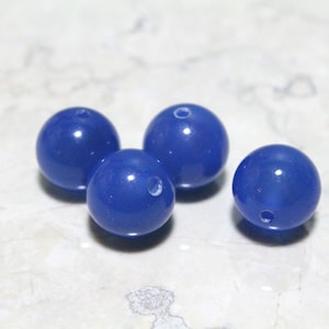10mm Cornflower Blue Onyx Beads: Round Gemstone Balls (4pcs)