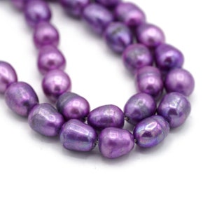 Freshwater Pearls Purple Pearl Potato Teardrop Shaped 7-8mm 5pcs