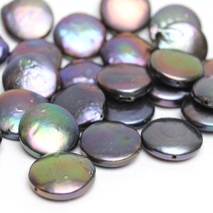 Peacock Coin Pearls Freshwater Coin Pearl Beads 12-13mm 6pcs