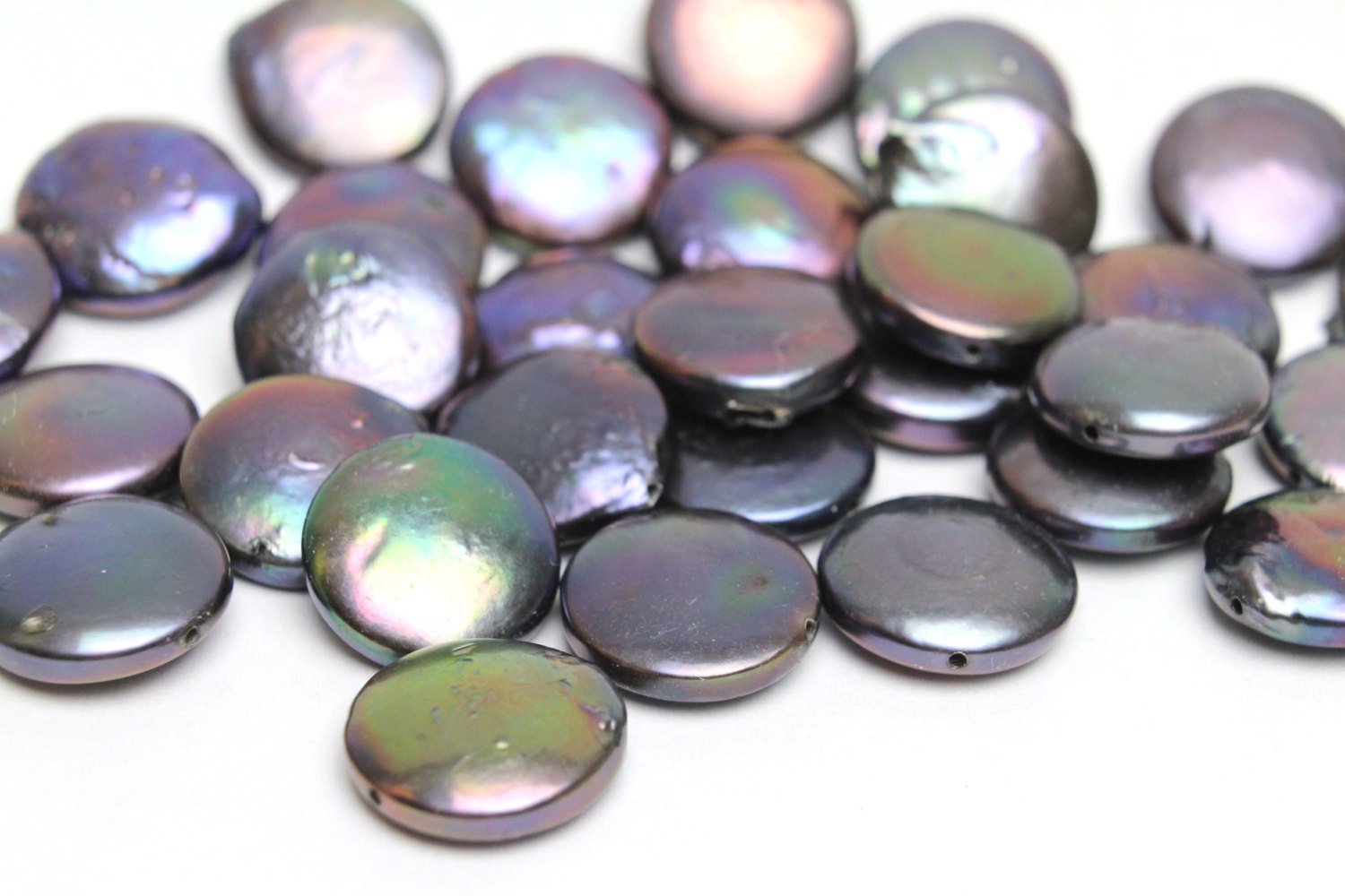 Peacock Coin Pearls Freshwater Coin Pearl Beads 12-13mm 6pcs