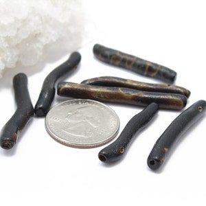 Genuine Black Coral Horn Sticks 38x5mm 6pcs 画像 2