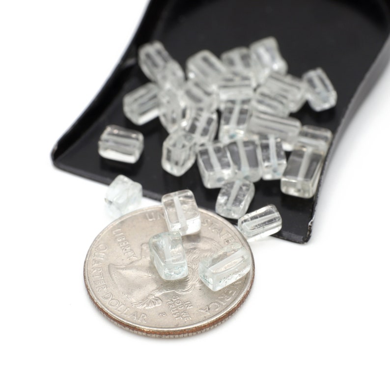 Genuine Natural Rock Crystal Quartz Rectangular Shaped Beads Gemstones 4-8mm 12pcs