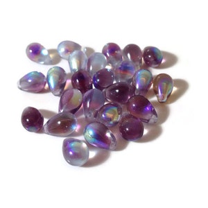 Briolettes a goccia viola AB 6 x 8 mm 10 pz