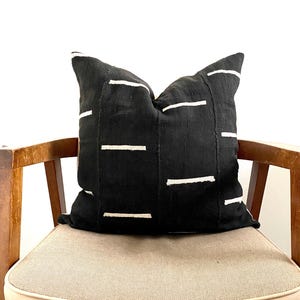 Black and White Mudcloth Pillow Cover | African Mali Textile | 100% Cotton | Handmade | Boho Modern Farmhouse Decor | Custom Sizes Available