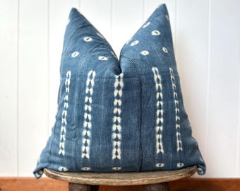 Vintage Samor Indigo Pillow Cover | African Handwoven Blue | Rare 100% Cotton Textile | Decorative Throw Pillow | Earthy Boho Decor #6
