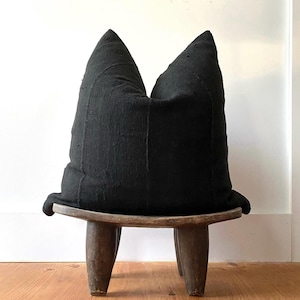 Black Solid Mudcloth Pillow Cover | African Mali Textile | 100% Cotton | Handmade | Boho Modern Farmhouse Decor | Custom Sizes Available