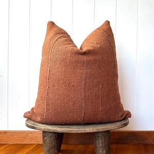 Brown Rust Mudcloth Pillow Cover | African Mali Textile | 100% Cotton | Handmade | Boho Modern Farmhouse Decor | Custom Sizes Available