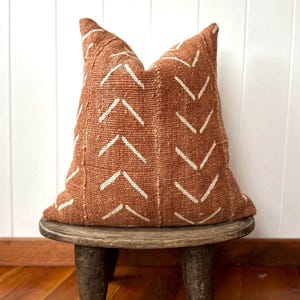 Rust Mudcloth Pillow Cover | African Mali Textile | 100% Cotton | Handmade | Boho Modern Farmhouse Decor | Custom Sizes Available