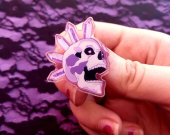 Crystal Mohawk Skull Acrylic Pin