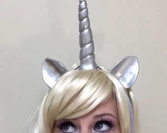 Unicorn Horn Headband Costume Unicorn Horn and Ear Set 5&quot; Elastic glitter option festival cosplay
