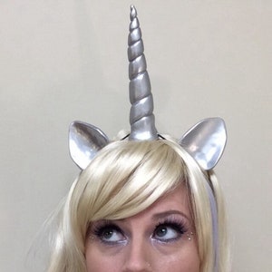 Unicorn Horn Headband Costume Unicorn Horn and Ear Set 5&quot; Elastic glitter option festival cosplay