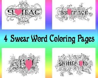 Swear Word Coloring Book Pages Curse Cuss Instant Download Adult Printable