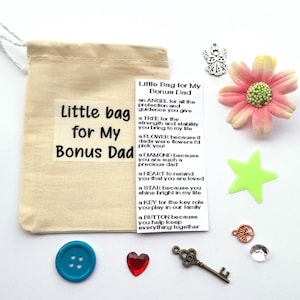 Little Bag for My Bonus Dad, step dad gift, thinking of you, Father's Day Gift, Small meaningful keepsake, gift from step kids, pocket hug