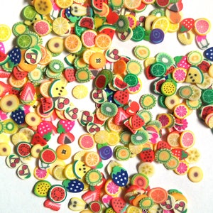 Mini Fruit Slice Flowers Fimo Confetti yellow green Shapes Slime Nail Art Tiny shapes Rainbow Multicolor small mini miniature crunchy