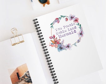 Friend Notebook, Galentines day, poetic noble land mermaid, bff knopeism, friendship gift, Journal flowers Galentine unique gift