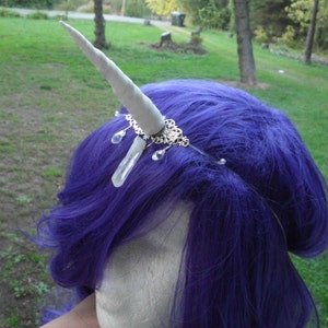 Unicorn Horn Headband, White  Silver, Floating, Halloween, Costume, Mystical, Crown, Crystal, Circlet, My LittlePony Last Unicorn Narwhal