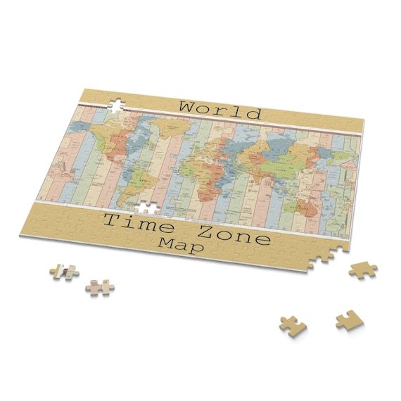 Time Zone World Map Puzzle: Educational Geography Jigsaw - Etsy