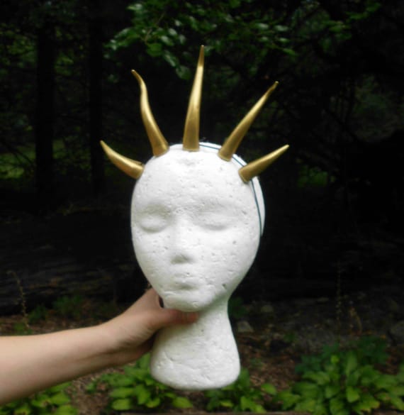 Demon Horn Headband Gold Dragon Horns Lightweight 5/" cosplay costume headdress