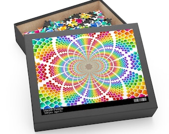 Rainbow Mandala Puzzle: Optical Illusion Jigsaw for Adults