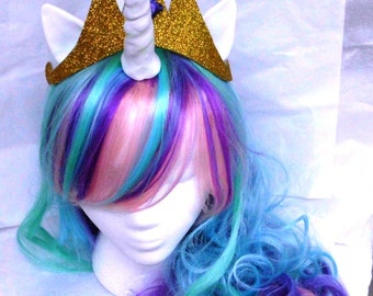 Unicorn Wig, Unicorn Costume, Princess Celestia, no crown included MLP Costume, my little pony cosplay Pony, Unicorn Wig, Unicorn Costume