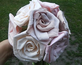 Cotton Bouquet, Cotton Roses, Rustic Wedding , anniversary,  bridal, cotton bouquet, rose centerpiece, wedding anniversary, 1st anniversary