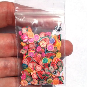Mini Fruit Slice Confetti: Rainbow Fimo Shapes for Slime & Nail Art
