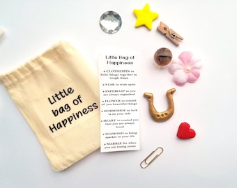Little Bag of Happiness, Small gift, I love you, Cheer up, Birthday present  Friendship gift pocket hug encouragment thinking of you gift