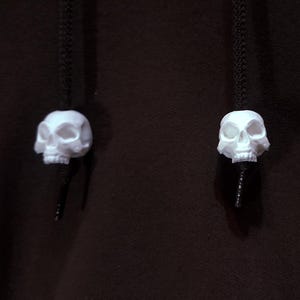 Skull Drawstring Bead Hoodie String Charm Gothic Gift Skull Lover Halloween Hoodie Charm Skeleton Accessory Edgy Hoodie Bead