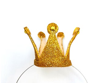 Gold Mini Crown, Queen of Hearts, Tiny Princess Headband, Burlesque Headpiece, Princess Peach, Child Kid Adult, Brown Paper Bag, Queen Crown
