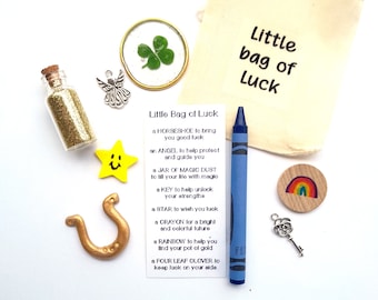 Little Bag of Luck, Good Luck Gift, Lucky Charm, Four Leaf Clover, Small gift, Party Favor, Keepsake, Positivity Thinking of You Best Wishes