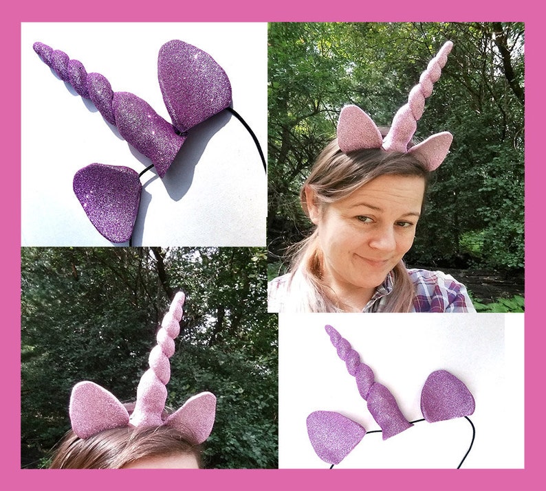 Delicate Dew Shiny Unicorn Horn Elastic Headband Cosplay Costume Easter Headpiece (A Shiny Purple