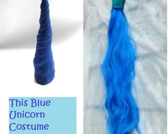 Blue Unicorn Horn and Tail Set: Costume Headband (5 inch Horn)