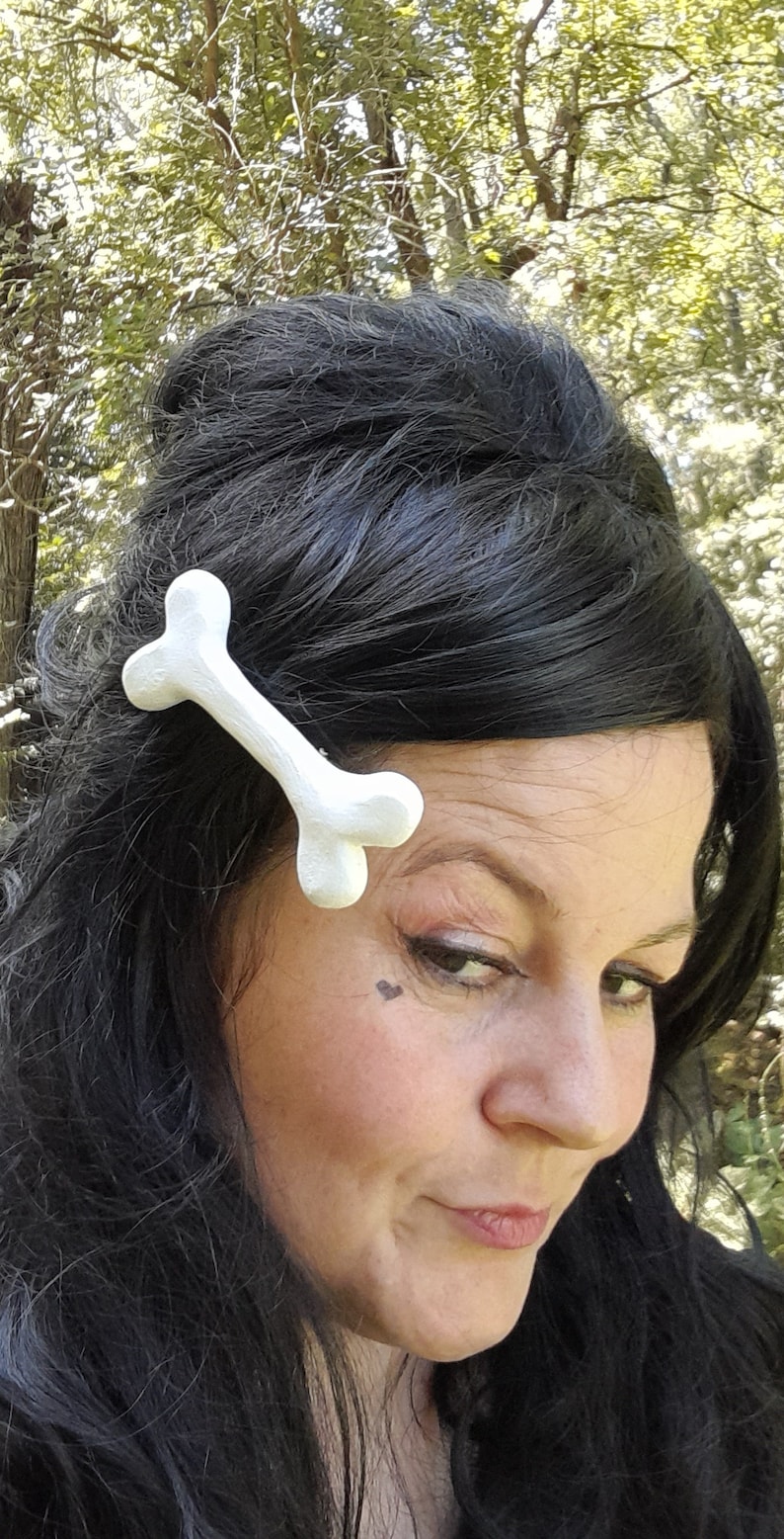 Big Bone Hair Clip, Cave Woman Costume. Bone, Hair, Accessory, Pebbles, Goth, Kawaii image 3