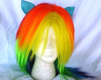 Rainbow Dash Wig MLP Raibow Unicorn Pony Costume My Little Pony With Ears