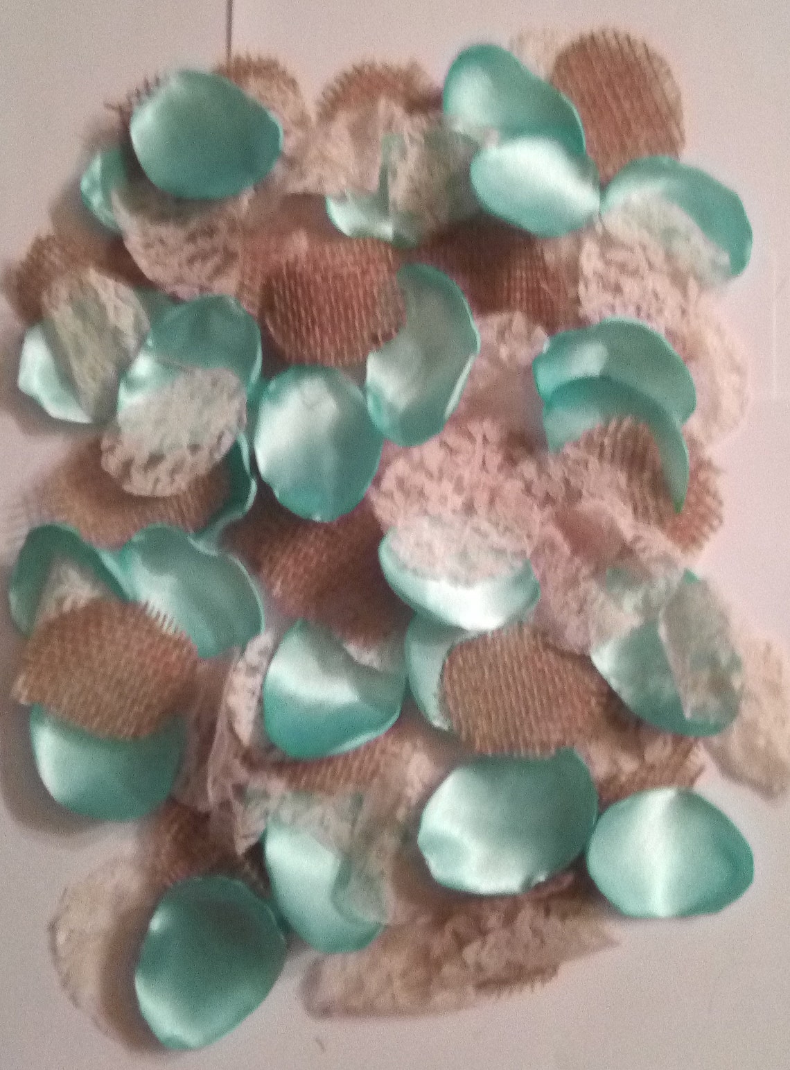 Mint Green Burlap Lace Flower Petals Aqua Blue Rustic Shabby Etsy