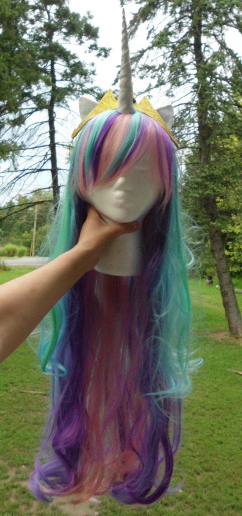 Unicorn Wig, Pastel Rainbow, Princess Celestia,Costume Hair, MLP My Little Pony , my little pony cosplay Pony, Unicorn Wig, Unicorn Costume, image 4