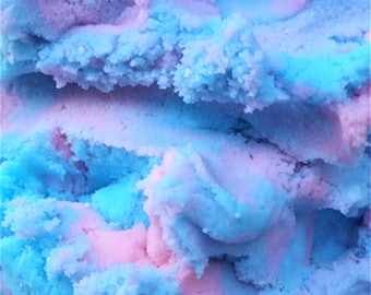 Slime nuageux parfumé barbe à papa : Slime ASMR rose et bleu