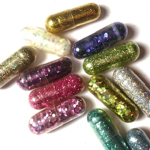 Glitter Pills, Glitter Pill, Sparkle Pill, 8 Pills, add a bottle, Unusual Gift, Funny Gift, Gag Gift, Birthday Gift, white elephant gift image 2