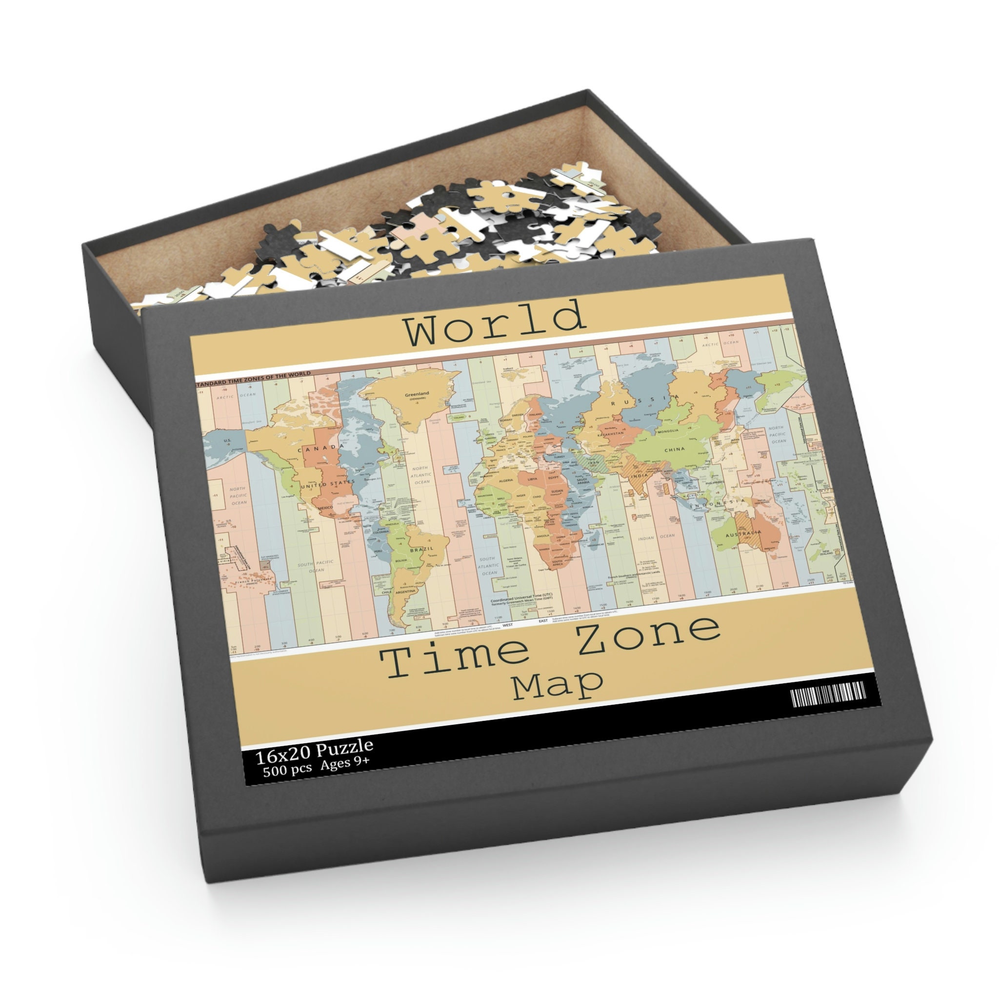 Time Zone World Map Puzzle: Educational Geography Jigsaw - Etsy