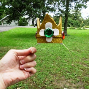 Princess Daisy Crown: Gold Glitter Mini Headband, Mario Bros Costume