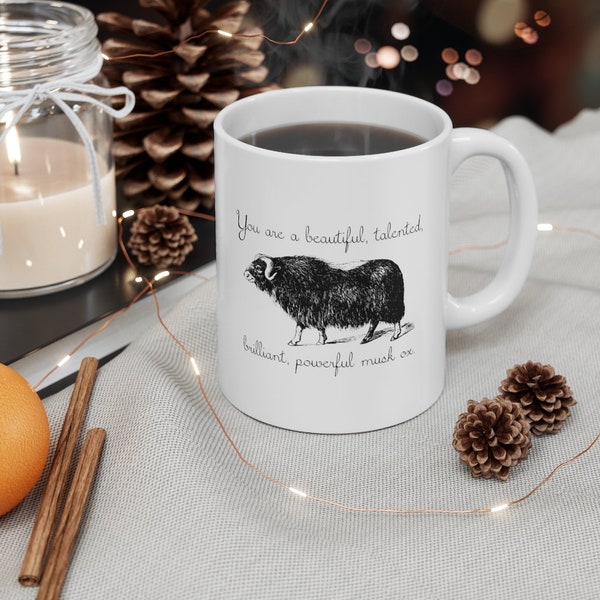 Friend Mug, Galentines day, Knopeism beautiful powerful, talented brilliant, musk ox, bff Coffee Cup,  ,  her unique gift