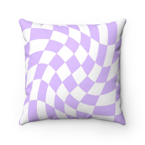 Checkered Pillowcase, Pastel Purple Check,  Illusion swirl, Pillow Cover, Geometric, Soft Aesthetic, Home Gift, y2k 90s retro, checkerboard