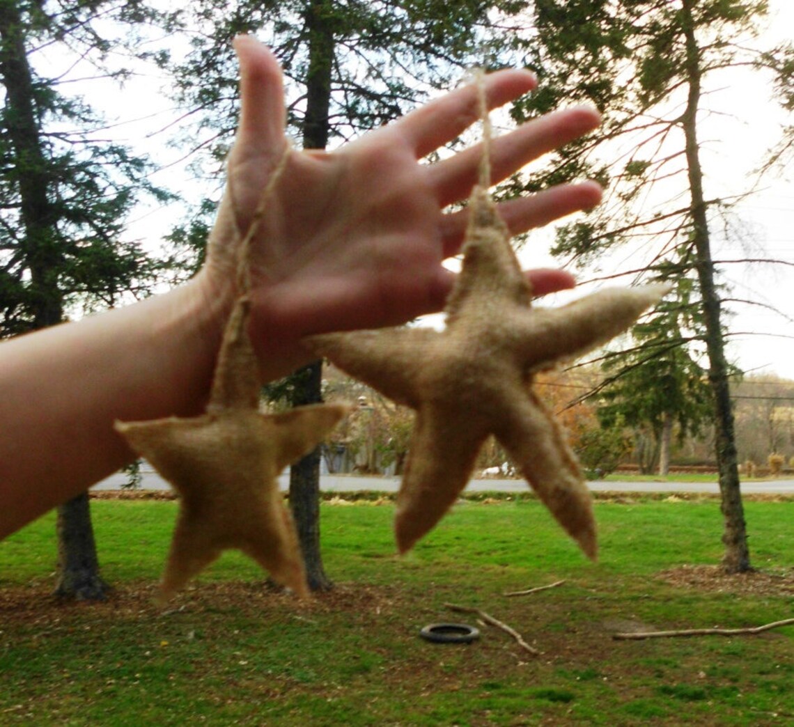 Shabby Chic Star Ornaments Burlap Ornament Burlap Christmas Etsy