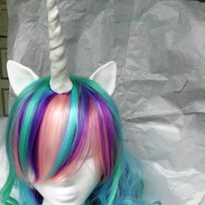 Unicorn Wig, Pastel Rainbow, Princess Celestia,Costume Hair, MLP My Little Pony , my little pony cosplay Pony, Unicorn Wig, Unicorn Costume, image 1