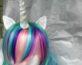 Unicorn Wig, Pastel Rainbow, Princess Celestia,Costume Hair, MLP My Little Pony , my little pony cosplay Pony, Unicorn Wig, Unicorn Costume,