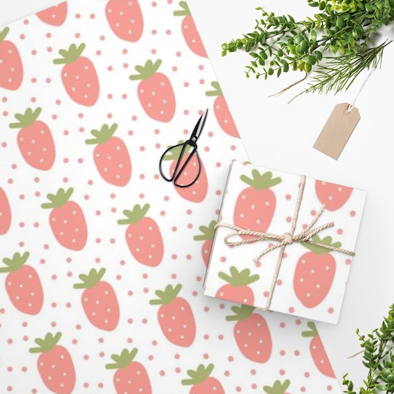 Strawberry Gift Wrap, Wrapping Paper Roll, Fruit Party, Strawberry  Birthday, Gift Packaging, Strawberry Lover, Party Decoration, Gift Sheets 