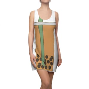 Boba Dress, Bubble Tea, Halloween Costume, Shirt Dress, tank top,  Food Cosplay, Racerback Dress, Fun Unique,