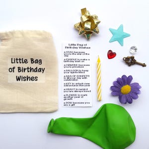 Little Bag of Birthday Wishes, Happy Birthday, thinking of you, small gift, pocket hug, Personal Keepsake, Unique Gift,  gift for women